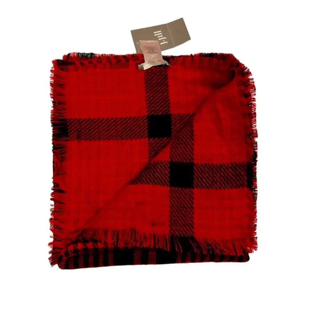 J. Jill Reversible Red & Black Houndstooth Plaid Scarf